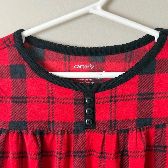 Carter’s Fleece Buffalo Plaid Nightgown – Size 6/7 - Picture 2 of 6